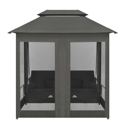 Outdoor Convertible Swing Bench with Canopy Anthracite 86.6"x63"x94.5" Steel