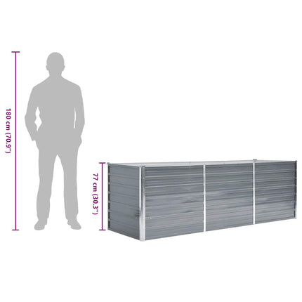 Garden Raised Bed Galvanized Steel 94.5"x31.5"x31.3" Gray
