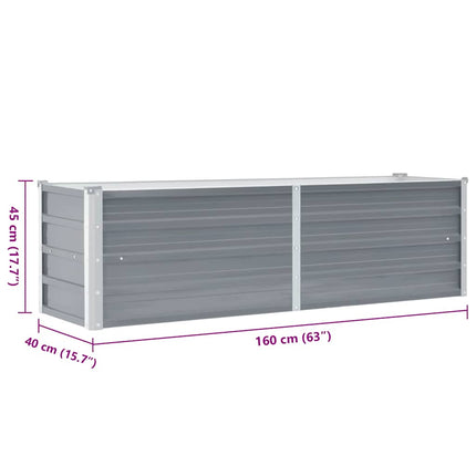 Garden Raised Bed Galvanized Steel 63"x15.7"x17.7" Gray