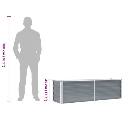 Garden Raised Bed Galvanized Steel 63"x15.7"x17.7" Gray
