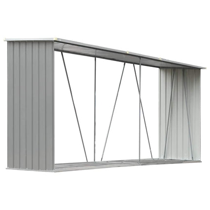 Garden Log Storage Shed Galvanized Steel 129.9"x33.1"x59.8" Gray