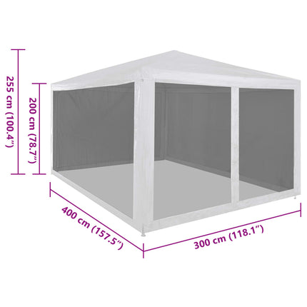 Party Tent with 4 Mesh Sidewalls 157.5"x118.1