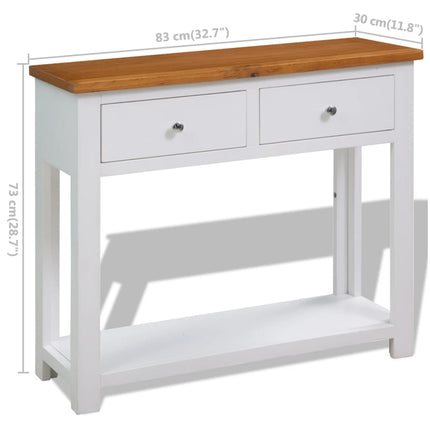 Console Table 32.7"x11.8"x28.7"Solid Oak Wood