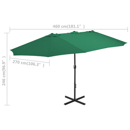 Garden Parasol with Aluminum Pole 181.1"x106.3" Green