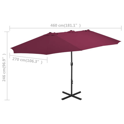 Garden Parasol with Aluminum Pole 181.1"x106.3" Bordeaux Red
