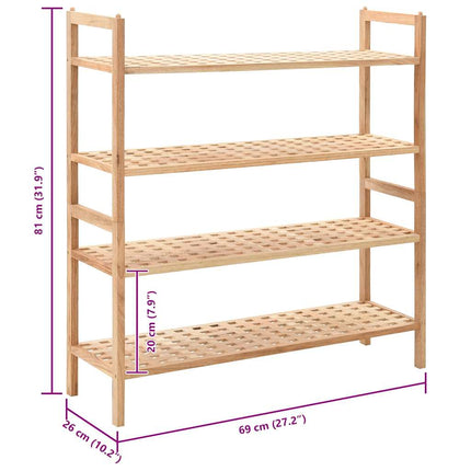 Shoe Rack Solid Walnut Wood 27.2"x10.2"x31.9