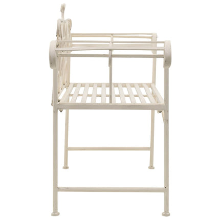 Patio Bench 52" Metal Antique White