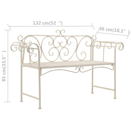 Patio Bench 52" Metal Antique White