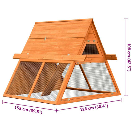 Rabbit Hutch Solid Pine & Fir Wood 59.8"x50.4"x42.5