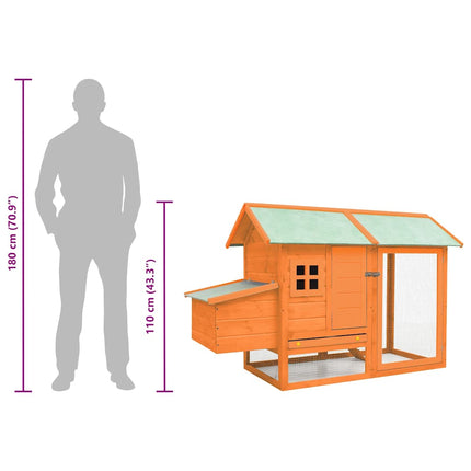 Chicken Cage Solid Pine & Fir Wood 66.9"x31.9"x43.3