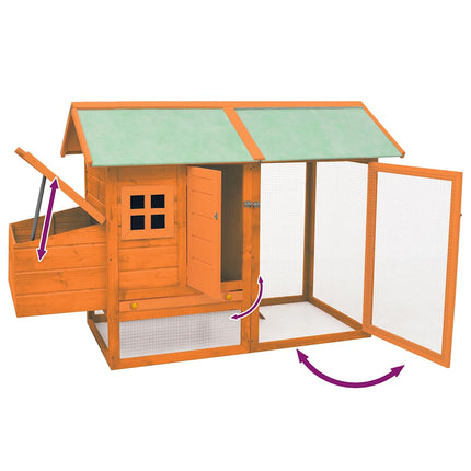 Chicken Cage Solid Pine & Fir Wood 66.9"x31.9"x43.3