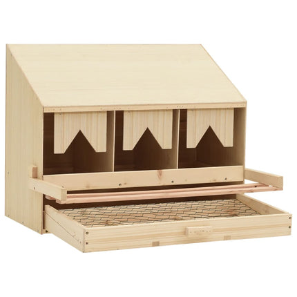 Chicken Laying Nest 3 Compartments 28.3"x13"x21.3" Solid Pine Wood