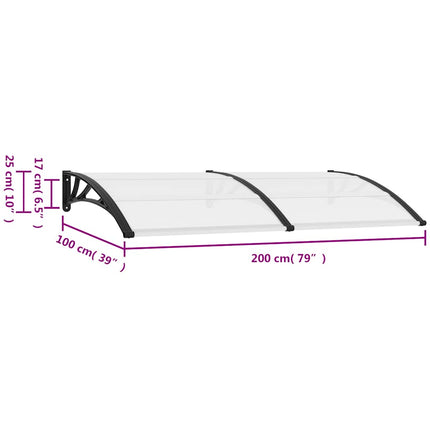 Door Canopy Black 78.7"x39.4" PC