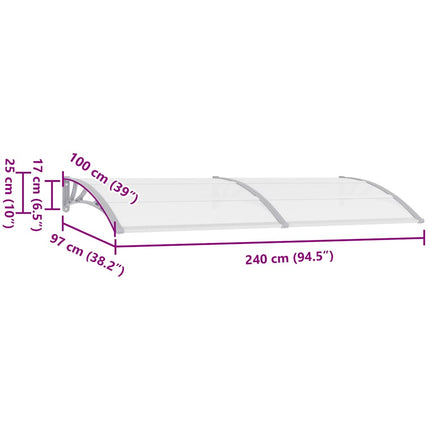 Door Canopy Gray 94.5"x39.4" PC