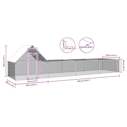 Chicken Coop 26.2'x6.6'x6.6'Galvanized Steel