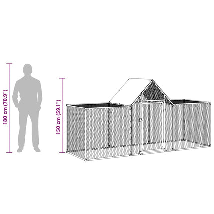 Chicken Coop 9.8'x3.3'x4.9'Galvanized Steel