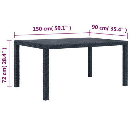 Patio Table Anthracite 59"x35.4"x28.3" Plastic Rattan Look