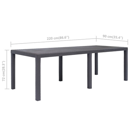 Patio Table Brown 86.6"x35.4"x28.3" Plastic Rattan Look