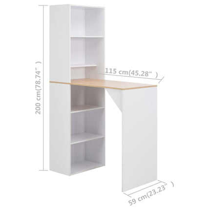 Bar Table with Cabinet White 45.3"x23.2"x78.7