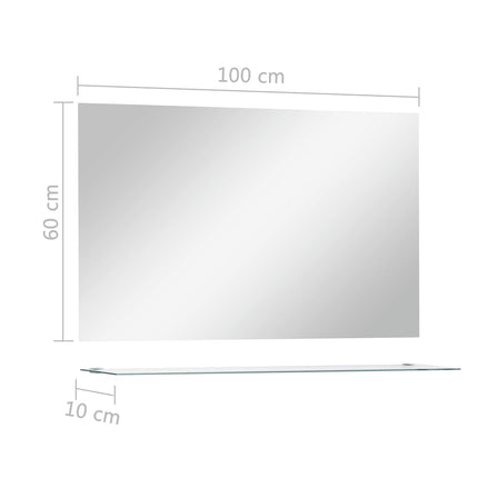 Wall Mirror with Shelf 39.4"x23.6" Tempered Glass