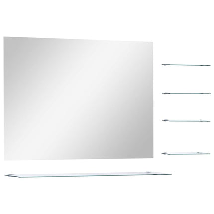 Wall Mirror with 5 Shelves Silver 31.5"x23.6