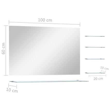Wall Mirror with 5 Shelves Silver 39.4"x23.6