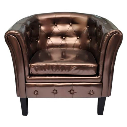 Tub Chair Brown Faux Leather