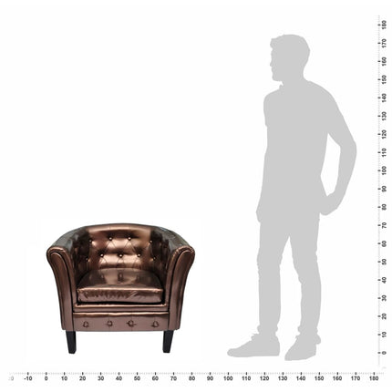 Tub Chair Brown Faux Leather
