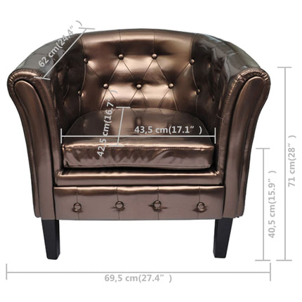 Tub Chair Brown Faux Leather