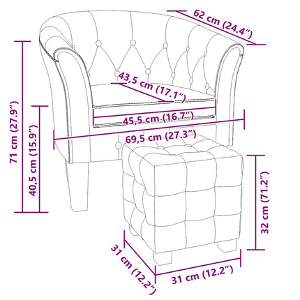 Tub Chair with Footstool Gold Faux Leather