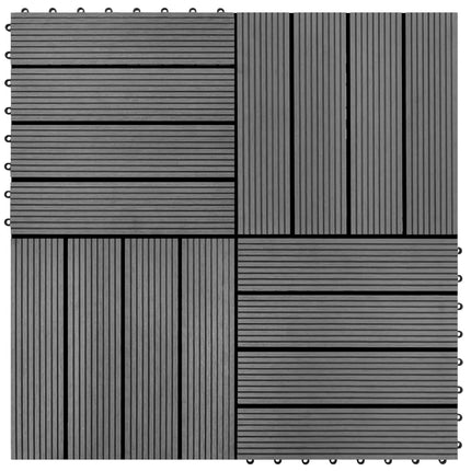 Decking Tile 11 pcs Grey 11.81 x 11.81 in WPC