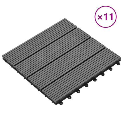 Decking Tile 11 pcs Grey 11.81 x 11.81 in WPC