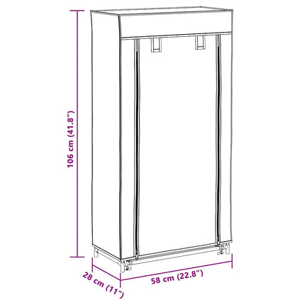 Fabric Shoe Cabinet with Cover 23" x 11" x 42" Black