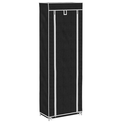 Fabric Shoe Cabinet with Cover 22" x 11" x 64" Black