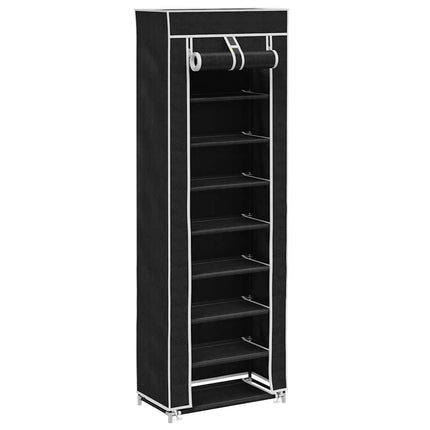 Fabric Shoe Cabinet with Cover 22" x 11" x 64" Black