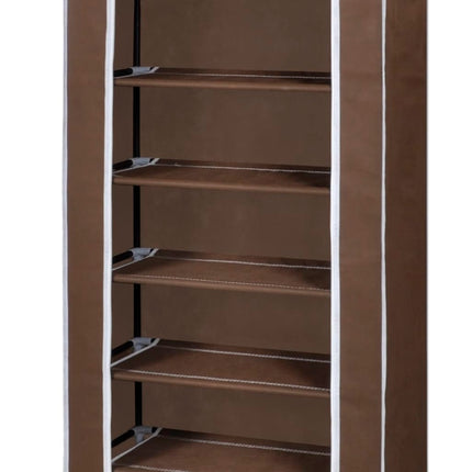 Fabric Shoe Cabinet with Cover 22" x 11" x 64" Brown