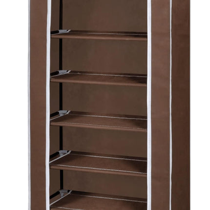 Fabric Shoe Cabinet with Cover 22" x 11" x 64" Brown