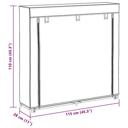 Fabric Shoe Cabinet with Cover 45" x 11" x 43" Black