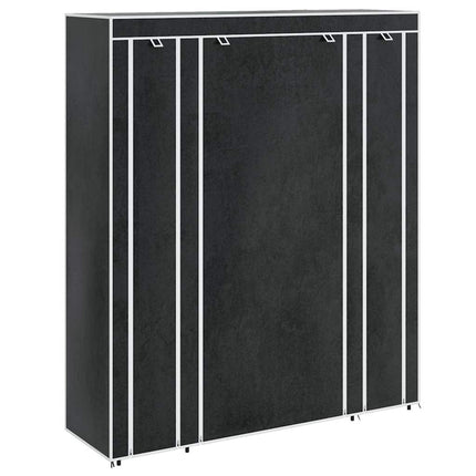 Fabric Wardrobe with Compartments and Rods 17.7"x59"x69" Black