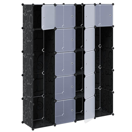 Modular Cabinet with 14 Compartments Black and White 14.6"x57.5"x71.1