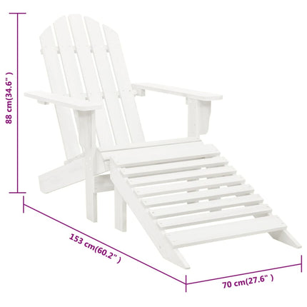 Patio Chair with Ottoman Wood White