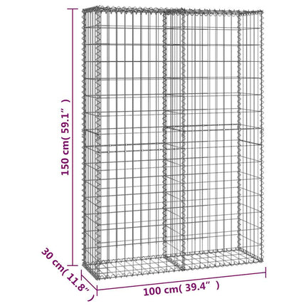 Gabion Basket with Lids Galvanized Wire 59.1"x39.4"x11.8