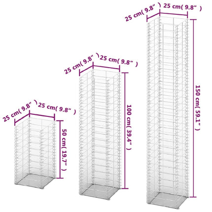 3 Piece Gabion Set Galvanized Wire