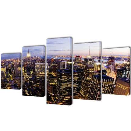 Canvas Wall Print Set Birds Eye View of New York Skyline 79" x 39