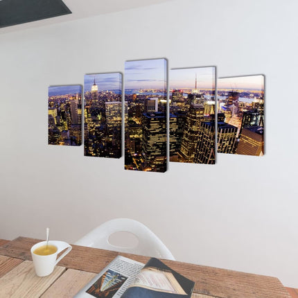Canvas Wall Print Set Birds Eye View of New York Skyline 79" x 39