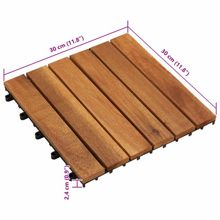 Decking Tile 10 pcs Brown 11.81 x 11.81 in Acacia Hardwood