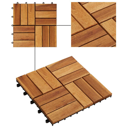 Decking Tile 10 pcs Brown 11.81 x 11.81 in Acacia Hardwood