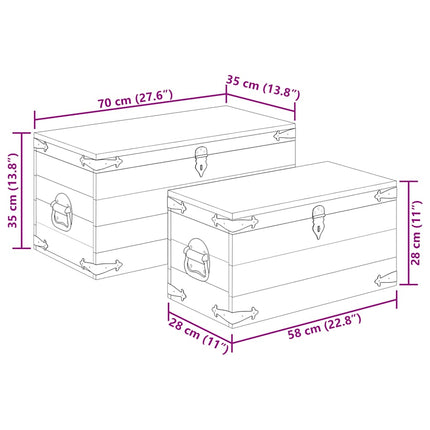 Storage Chest Set 2 Pieces Rough Mango Wood