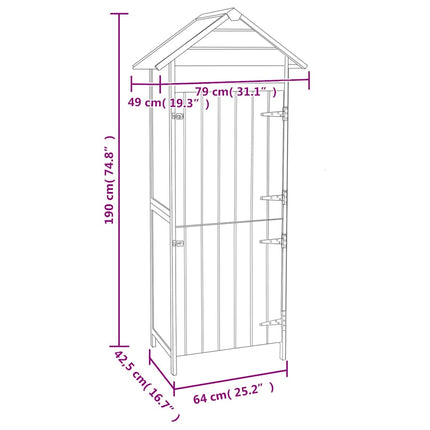 Patio Storage Cabinet Brown 16.7"x25.2"x74.8