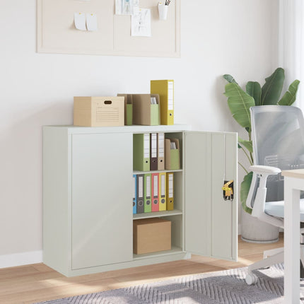 Office Cabinet with 2 Doors Gray 35.4” Steel